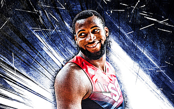 Andre Drummond, grunge art, USA Basketball Mens National Team, basketball, blue abstract rays, Andre Jamal Drummond, US mens national basketball team, Andre Drummond HD wallpaper