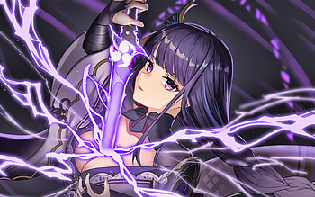 Raiden Shogun, violet lightings, Genshin Impact, battle, Raiden Shogun Genshin Impact, manga, Raiden Shougun, Raiden Ei HD wallpaper