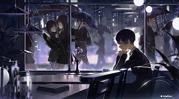 Midnight Rain: Anime Boy in the City Lights, Anime, boy, people, city, anime boy, anime night, Rain Anime, anime city HD wallpaper