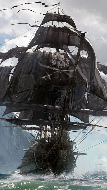 Ghost Ship, Summer time pin, Illustration game, Pirate ship HD phone wallpaper