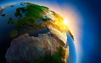 Africa from space, , 3D art, galaxy, Europe from space, sci-fi, stars, universe, Earth from space, NASA, planets, 3D Earth HD wallpaper