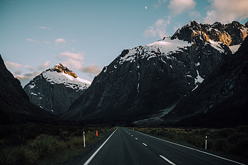 Nature, Mountains, Road, Markup, Asphalt, Evening HD wallpaper