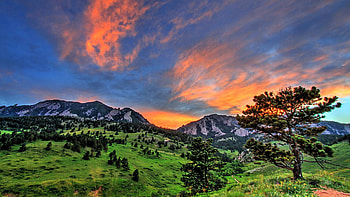 Flatiron Glow, Colorado, sky, mountains, landscape, clouds, colors, usa HD wallpaper