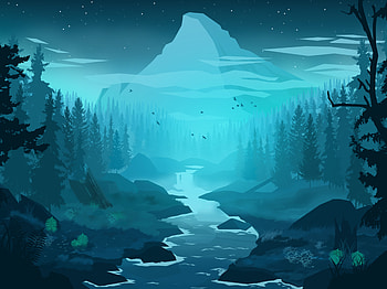 Blue Forest Minimal , forest, artist, artwork, digital-art, minimalism, minimalist, dribbble HD wallpaper