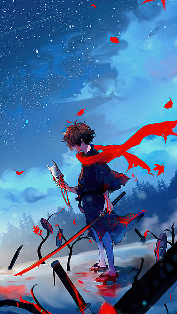 anime, red HD phone wallpaper