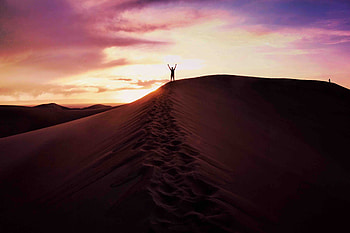 Nature, Sky, Sand, Desert, Evening, Human, Person HD wallpaper