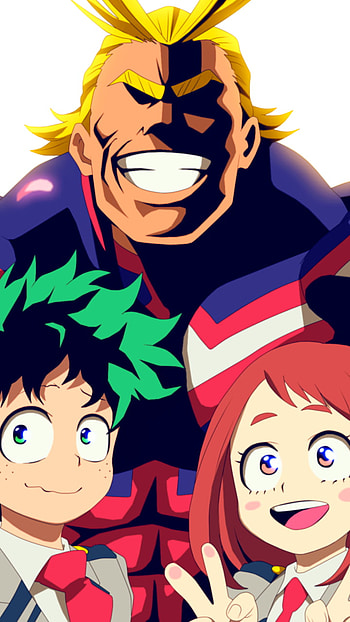 Ochaco Uraraka, Izuku Midoriya, All Might, Anime, My Hero Academia HD phone wallpaper