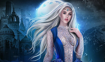 Winter Queen, art, fantasy, , girl, queen, castle, blue, winter, woman, digital, pretty HD wallpaper