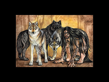 Just One Of The Pack, human, pack, wolf, wolfman HD wallpaper