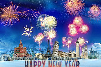 New Year Fireworks, fireworks, cities, colors, happy, water, Happy new year, Fantasy, new year HD wallpaper