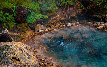 Hot springs, Yellowstone National Park, rocks, usa, wyoming, stones HD wallpaper