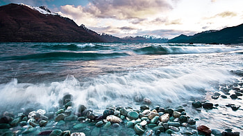 Landscape, Mountains, Sea HD wallpaper
