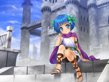 Flora's Daughter, cute, nice, 3d, cg, cape, short hair, kid, game, , adorable, sweet, children, blue eyes, blue hair, kawaii, anime girl, anime, mantle, video game, pretty, rpg, dragon quest, lovely, realistic, child HD wallpaper