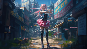 Samurai Girl Claiming Her Alley, samurai, warrior, sword, ai-girls, ai, artist, artwork, digital-art, deviantart HD wallpaper