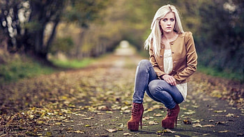 Blonde Model, Beautiful, Woman, Model, Blonde, Autumn HD wallpaper