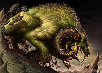 Creature, horns, fantasy, green HD wallpaper