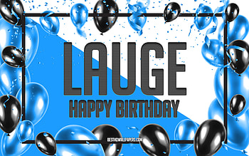 Happy Birtay Lauge, Birtay Balloons Background, Lauge, with names, Lauge Happy Birtay, Blue Balloons Birtay Background, Lauge Birtay HD wallpaper