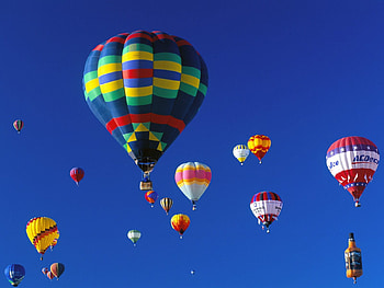 Landscape, Balloons HD wallpaper