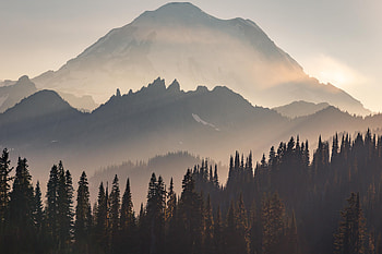 Mount Rainier Sun Beams , mountains, nature, sunbeam HD wallpaper
