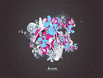 Death's Head, clouds, art, paint splats, skulls HD wallpaper