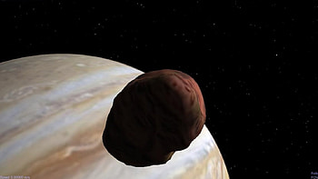 Amalthea and Jupiter, amalthea, moon, jupiter HD wallpaper