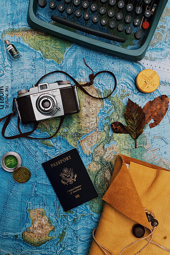 Still Life, Miscellanea, Miscellaneous, Camera, Map, Passport HD phone wallpaper