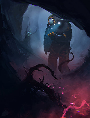 Art, Dark, Cave, Sci-Fi, Cyborg HD phone wallpaper