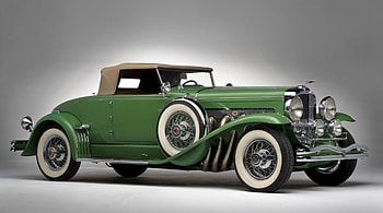 1929 Duesenberg Model-J, Whitewall tyres, Green body colour, Headlights, Cylinders HD wallpaper