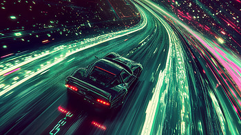 Sci-Fi Vehicle on Neon Road | Ultra, Sci Fi, vehicle, car, road, glowing light HD wallpaper