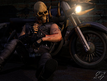 Skull Rider, twisted metal, cgi, dark, skeleton HD wallpaper