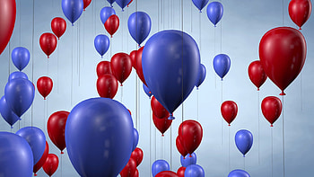 Blue & red, balloons HD wallpaper