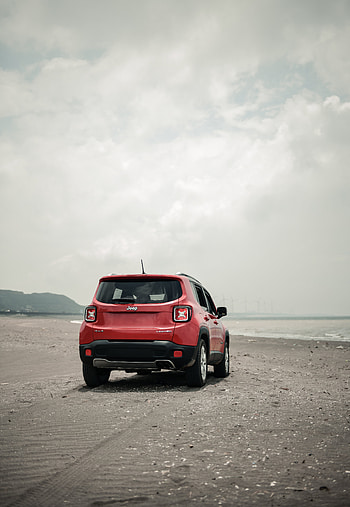 Beach, Cars, Suv, Jeep, Back View, Rear View, Off-Road, Impassability, Jeep Renegade HD phone wallpaper