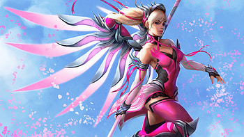 Pink Mercy , mercy-overwatch, overwatch, games, xbox-games, ps-games, pc-games, artist, artwork, digital-art, artstation HD wallpaper