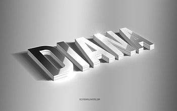 Diana, silver 3d art, gray background, with names, Diana name, Diana greeting card, 3d art, with Diana name HD wallpaper