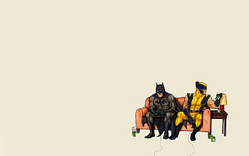 Batman Wolverine Minimalism Art Funny HD wallpaper