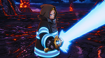 Fire Force - Arthur Boyle With Plasma Blade and Volcanic Background, Fire Force, Arthur Boyle, Anime, Volcanic Landscape, Sword HD wallpaper