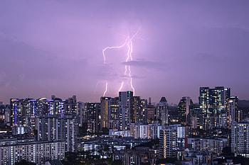 Cities, Architecture, Lightning, City, Building, Evening HD wallpaper