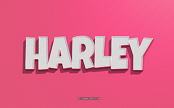 Harley, pink lines background, with names, Harley name, female names, Harley greeting card, line art, with Harley name HD wallpaper