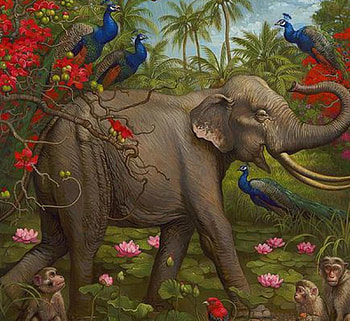 Jungle of Happiness, monkey, Jungle, of Happiness, elephant HD wallpaper