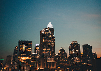 Night, buildings, clean skyline, skyscrapers HD wallpaper