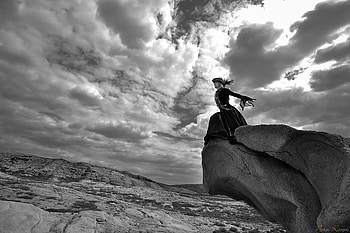 STORMY, graphy, portrait, bw, sky, nature, woman, storm HD wallpaper
