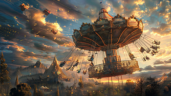 Sunset Swings at the Park -, Swing ride, amusement park HD wallpaper