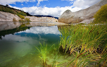 Nature, Water, Stones, Summer, Lake, Reflection, Reeds HD wallpaper