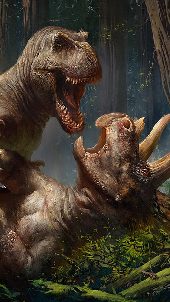 Triceratops, Tyrannosaurus Rex HD phone wallpaper