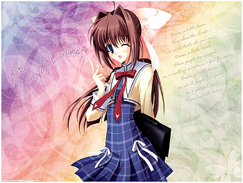 Anime, Girl, Bow, Brunette, Yoke, Coquette HD wallpaper