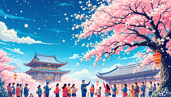 Joyful Holiday: A Stunning Ultra, cherry blossom, traditional architecture, spring HD wallpaper