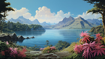 Serene Lake Island, island, artistic, lake HD wallpaper