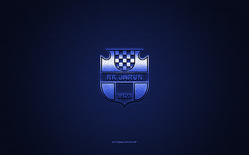 NK Jarun Zagreb, Croatian football club, blue logo, blue carbon fiber background, Druga HNL, football, Zagreb, Croatia, NK Jarun Zagreb logo HD wallpaper