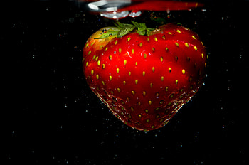 Water, Strawberry, Macro, Close-Up, Berry HD wallpaper