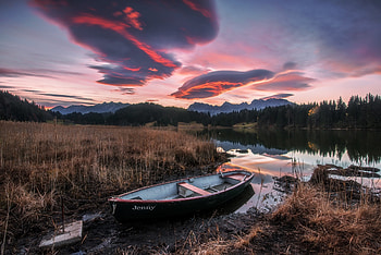 Sunset Boat, Boat, sky, Nature, Sunset HD wallpaper